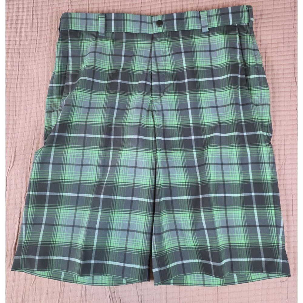 Nike Golf Shorts Mens Size 33 Green Black Plaid Tour Performance 509182-338
